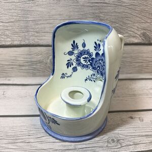 VTG Porcelain Hooded Candle Holder Japan Blue and White Floral Cottage Grandma